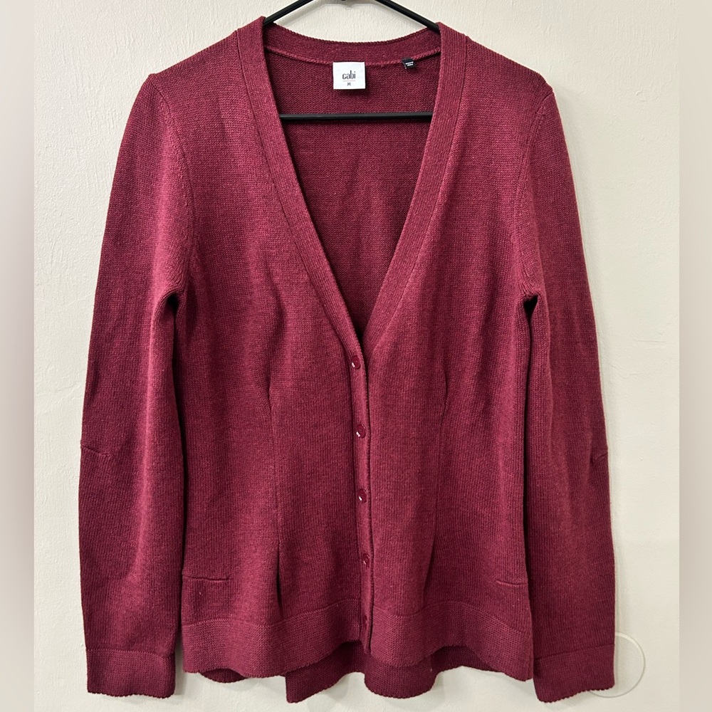 CAbi Catch Garnet Red Button Cardigan Style 3529 Size M